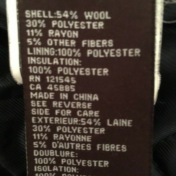 Michael Kors Men’s Wool Blend Pea Coat Quilted Lining Charcoal Grey (S) - Picture 4 of 5